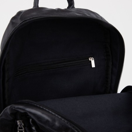 Women's backpack made of artificial leather with lightning, black color-3