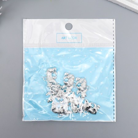 Decor Metal for creativity "Brown Bear" silver 3978 1.4x2.3 cm-3