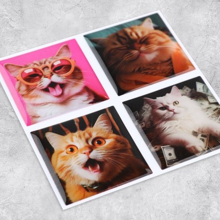 Volumetric 3D stickers on the phone "Cats", 4 pcs, 3 x 3 cm-1