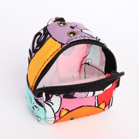 School backpack from textiles with a zipper, 4 pockets, wallet, colorful color-9