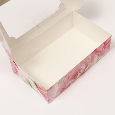 Folding box for marshmallows, with the window "Pink flowers", 25 x 15 x 7 cm-2