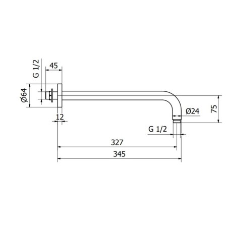 Wall built -in shower bracket zipponi, l = 345 mm, color chromium-1