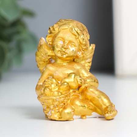 Souvenir Polystone "Angel with Heart" Gold Mix 4.5x4.5x5.7 cm-1