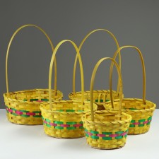 Camping of baskets, 17x9/30 cm, 19x9.5/32 cm, 21x10/34 cm, 24x11/35 cm, 26x11/37.5 cm, 5 pcs, bamboo 1029633