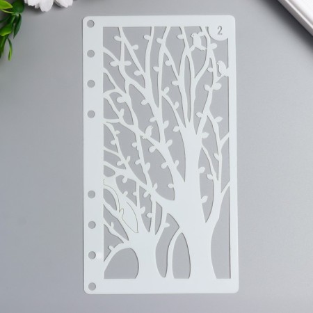 Stencil plastic "Tree with birds" 17x9.8 cm