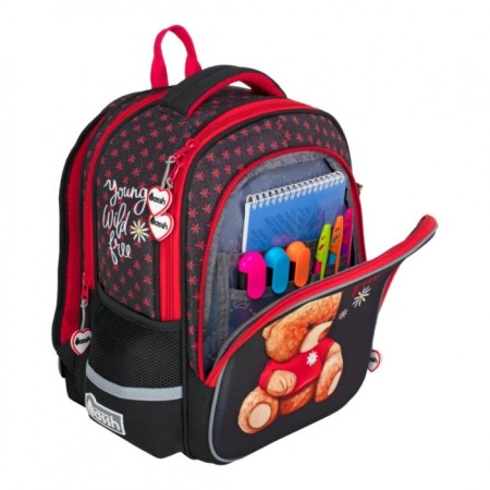 School backpack 37 x 28 x 13 cm, ergonomic back, Across 557, black/red CS23-557-10-4
