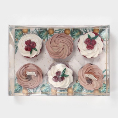 Box for Capcake "Marble", 23 x 16 x 11.5 cm, New Year-4
