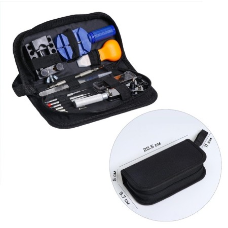 A set of watchmaker tools in a textile case, 12 tools-1