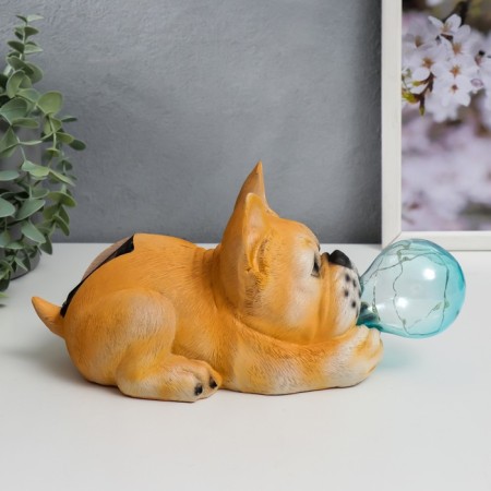 Souvenir Polystone Light "Bulldog and soap bubble" from the solar battery 12x11.5x26 cm-1