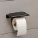 Holder for toilet paper with a Bamboo shelf, 18 × 9.7 × 7.5 cm, black color