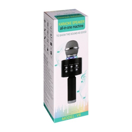 Portable karaoke microphone, 5 watts, 1200 mAh, LED, black and golden-5