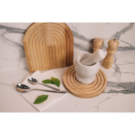A mortar with a “marble” push, made of natural stone, white color-10
