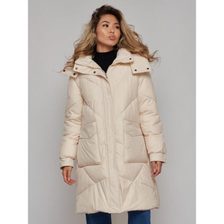 Coat insulated winter female, size 48, beige color-8