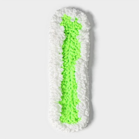 Nozzle for a flat mop with flexible edges of the share, 38 × 8 cm, 90 grams, microfiber bends, white color