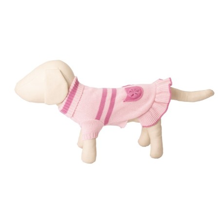 Knitted dress with high throat, ds 25 cm, pink