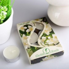 A set of tea candles of aromatic jasmine, 3.8x1.6 cm, 3.5 hours, 12 g, 6 pieces