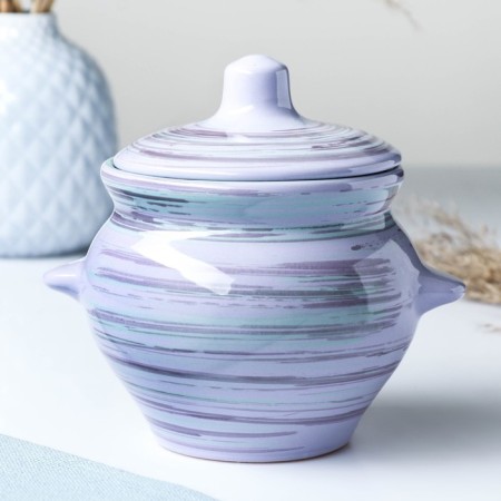 Ceramic pot for baking No. 5 with handles, 0.5l / 10x10.5cm, lavender