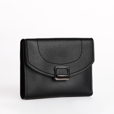 Women's wallet on the button, black color