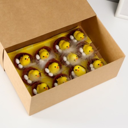 Easter souvenir "chicken in a nest with testicles" set of 12 pcs 4x5x5 cm-3