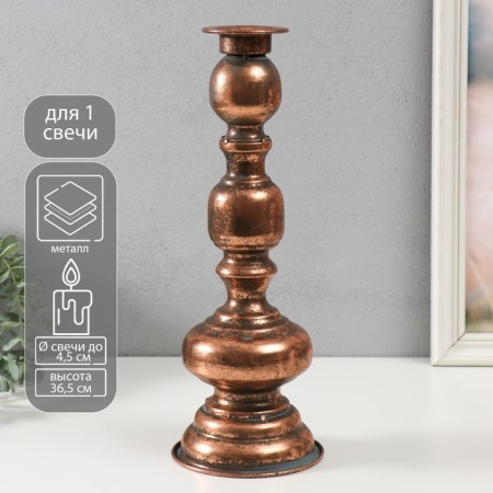 Summary Metal for 1 candle "Hermeta" aged bronze 13.5x13.5x36.5 cm