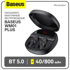 Wireless headphones Baseus WM01 Plus, TWS, vacuum, BT5.0, 40/800 mAh, microphone, black