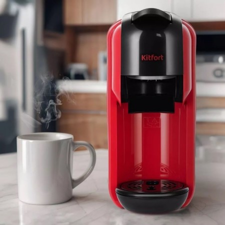 Coffee machine KitFort KT-7403, capsule, 1450 watts, 0.6 l, black-red-5