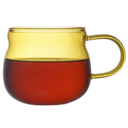 Glass kettle with two cups, yellow color, 1.2 l-3