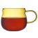 Glass kettle with two cups, yellow color, 1.2 l