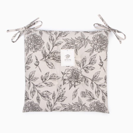 Siddle on the chair Ethel "Black Flowers" 42x42cm, 100% cotton, 190 g/m2-6