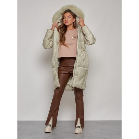 Coat insulated winter female, size 56, the color is light green-14