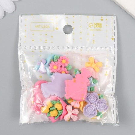 Decor for creativity plastic "Bouquet of flowers" set 8 pcs mix 2.2x2.9x0.7 cm-4