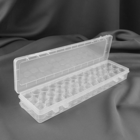 A set of jars for needlework, 39 pcs, d = 2.5 × 2.9 cm, in a container, 35 × 9 × 3.8 cm, the color is transparent-1