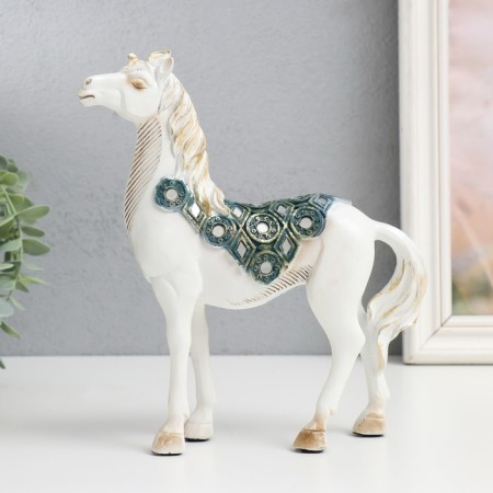 Souvenir Polystone "Imperial Horse, white with mirrors" 19x5.5x21.5 cm