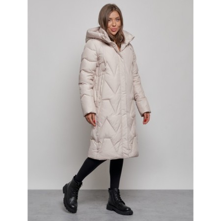 Coat insulated winter female, size 50, beige color-1