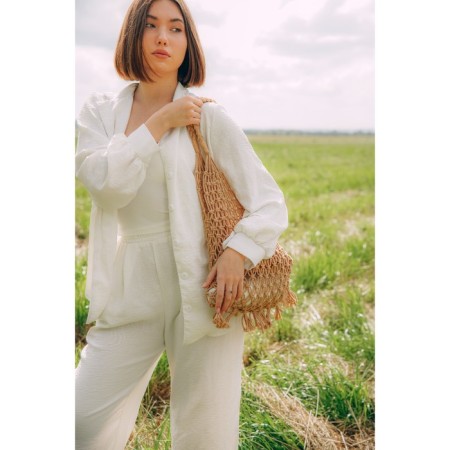 Women's bag SL Home, manual weaving, cotton, handle length 15 cm, 40 × 32 cm-7