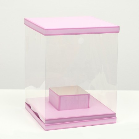 Box for flowers with a vase and PVC windows are folding, lilac, 23 x 30 x 23 cm-1