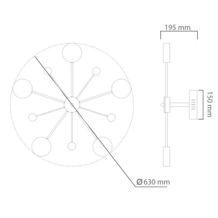 Galexi chandelier, size 63x19.5x63 cm, 40w 5xled IP 20-10