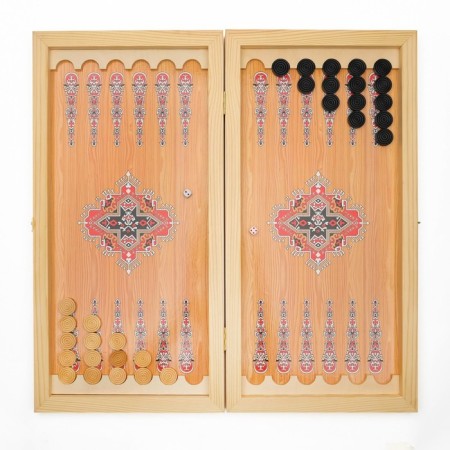 Wooden backgammon large, board game "Wolves", 50 x 50 cm, with checkers-1