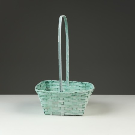 Wicker basket, 21.6 x 21.6 x 10/38 cm, green, bamboo-1