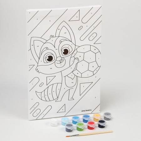 Picture on numbers for children "Sports raccoon", 20 x 30 cm-3