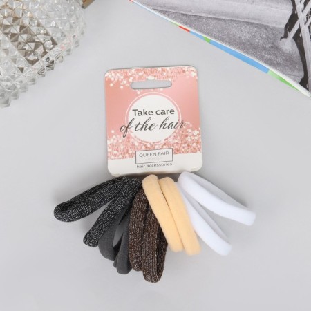 Hair elastic band "Mahrushka Sport" (set of 10 pcs) strips shine tenderness, 4 cm, mix