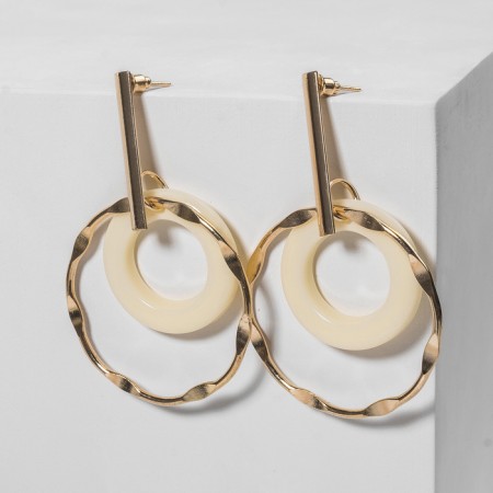 Earrings Assorted "deja vu", white color in gold-2