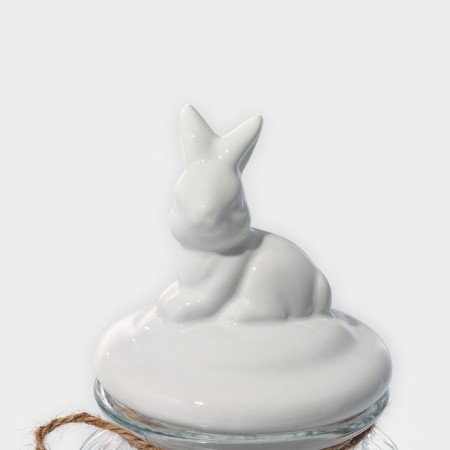 Glass Bank for bulk products with a ceramic lid of the bunny, 600 ml-1