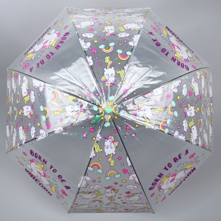 Umbrella - semi -automatic cane "unicorns", 8 spokes, r = 43 cm, color mix-6
