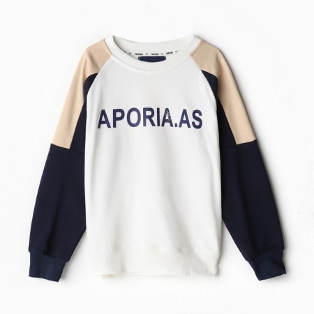 Sweatshirt for girls, white-blue color, height 122-128 cm-4