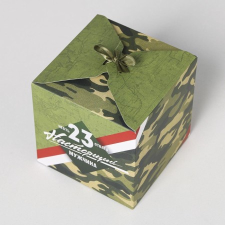 Gift folding box, packaging, “real man”, February 23, 12 x 12 c 12 cm-4