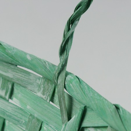 Wicker basket, d25 x 17 x 11/18 cm, green, bamboo-2