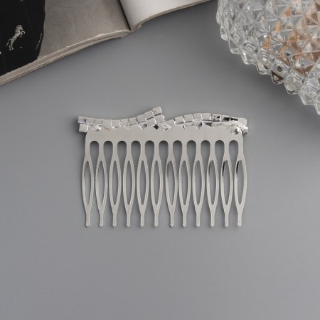 Hair crest "Medea" waves, 6.5 × 4 cm, silver-1