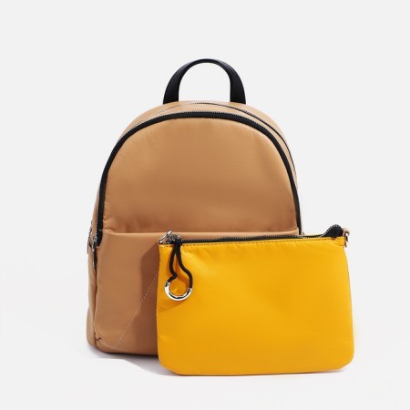 Women's backpack made of artificial leather, cosmetic bag, Otara, beige/yellow color-2