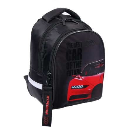 School backpack 37 x 26 x 17 cm, ergonomic back, Hatber Primary School "Red Auto" Black/Red-1